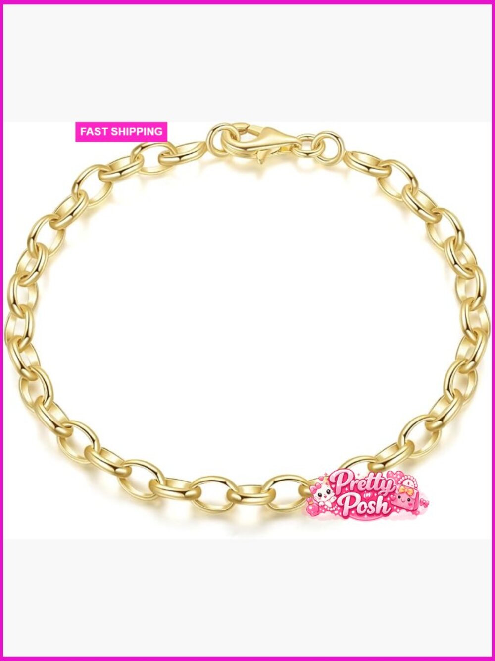 14K Gold Plated O-Shaped Cable Chain Bracelet for Women